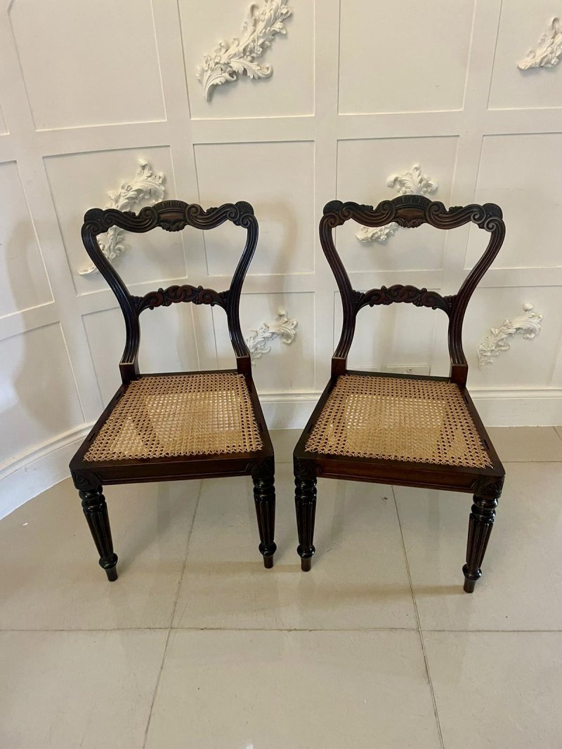 Outstanding Quality Antique Regency Set of 8 Carved Rosewood Dining Chairs - Image 4